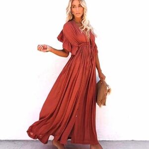 NEW Womens Sexy Caftan Maxi Boho Long Beach Summer Robe Solid Loungewear Kimono